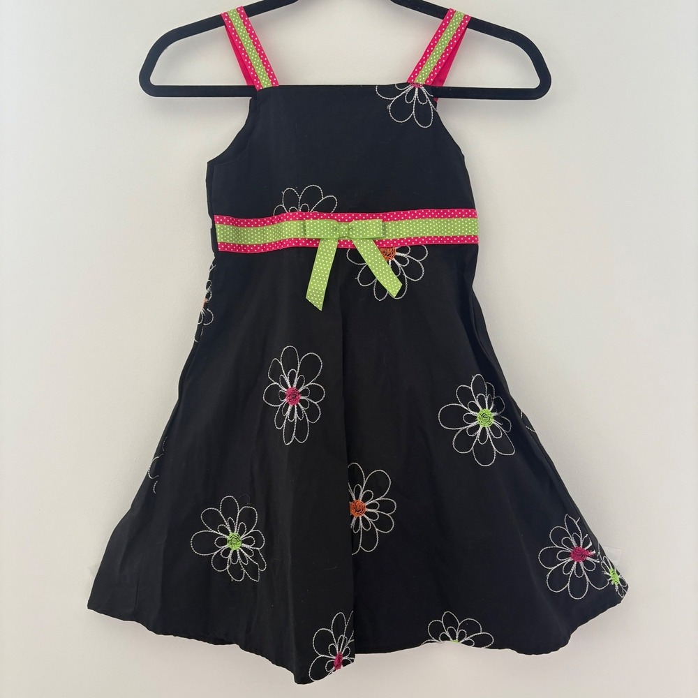 Blueberi Boulevard Girls 8 NWT Black,‎  Flowers, Polka Dots, Ribbon & Embroidery